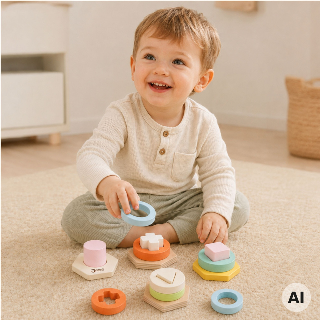 CLASSIC WORLD Montessori forma- és színválogató kirakótorony