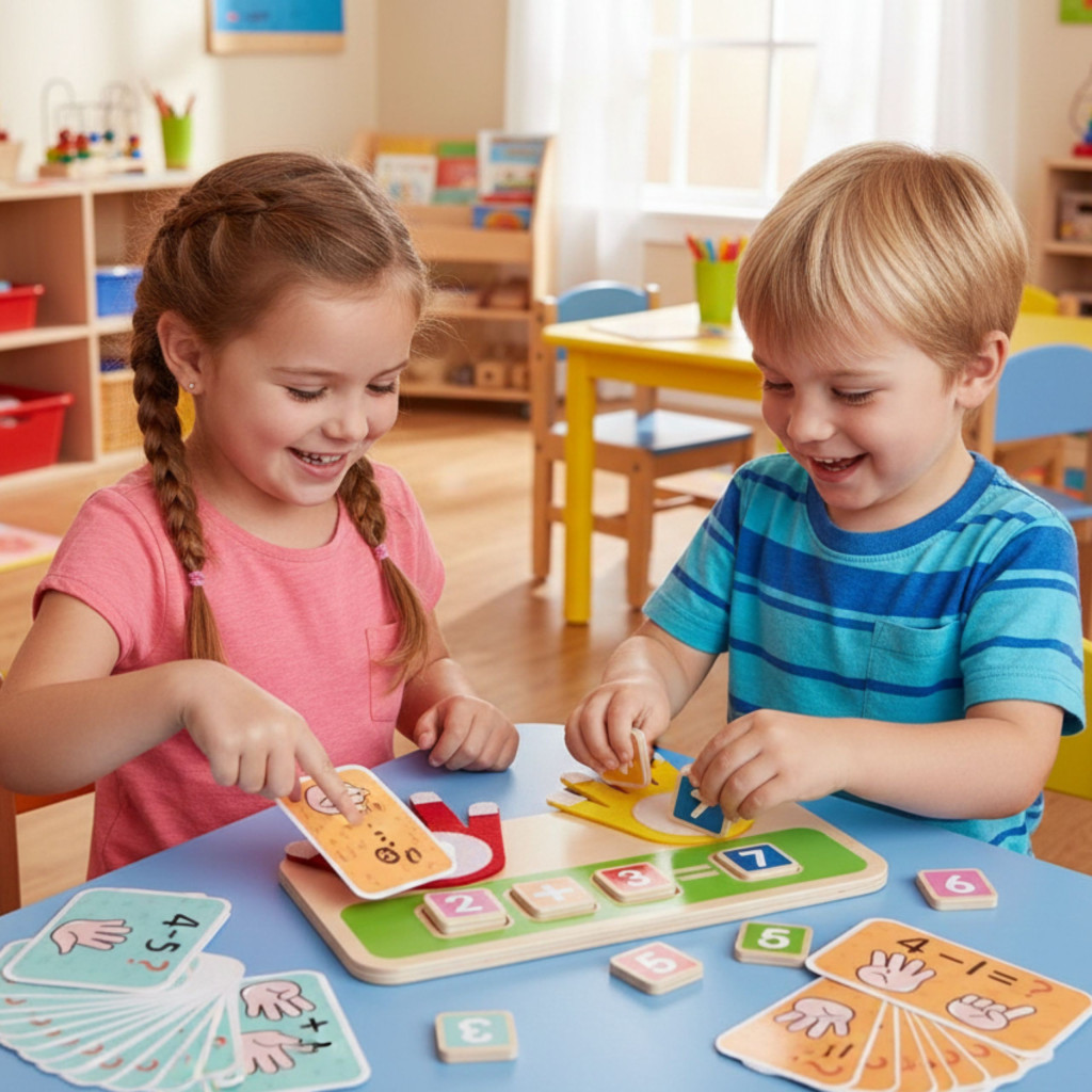 TOOKY TOY fa számolójáték mozgatható kezekkel – összeadás és kivonás
