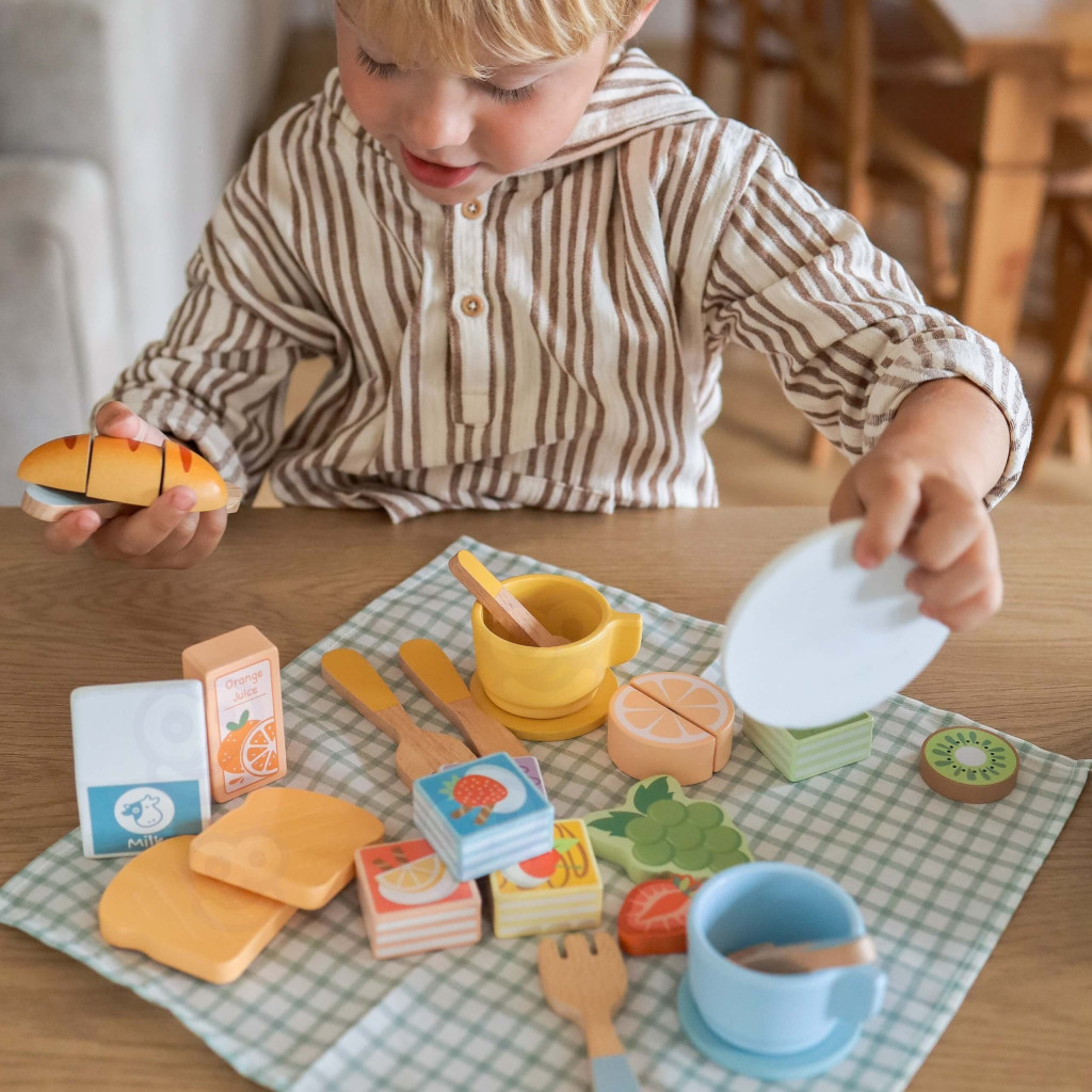 TOOKY TOY Piknikkészlet Ételvágó tépőzáras reggelizőkészlettel
