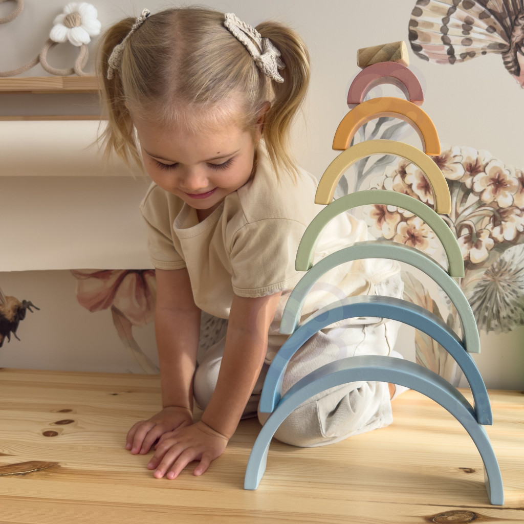 TOOKY TOY pasztell fa Montessori szivárványkirakó