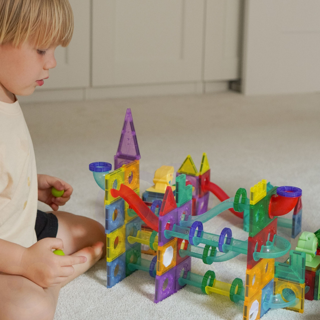 WOOPIE 3D mágneses építőkészlet golyópályával, 170 részes