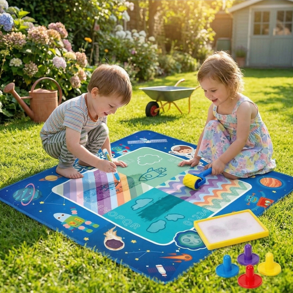 WOOPIE XXL vízzel festő szőnyeg – kék világűr, 100 × 80 cm