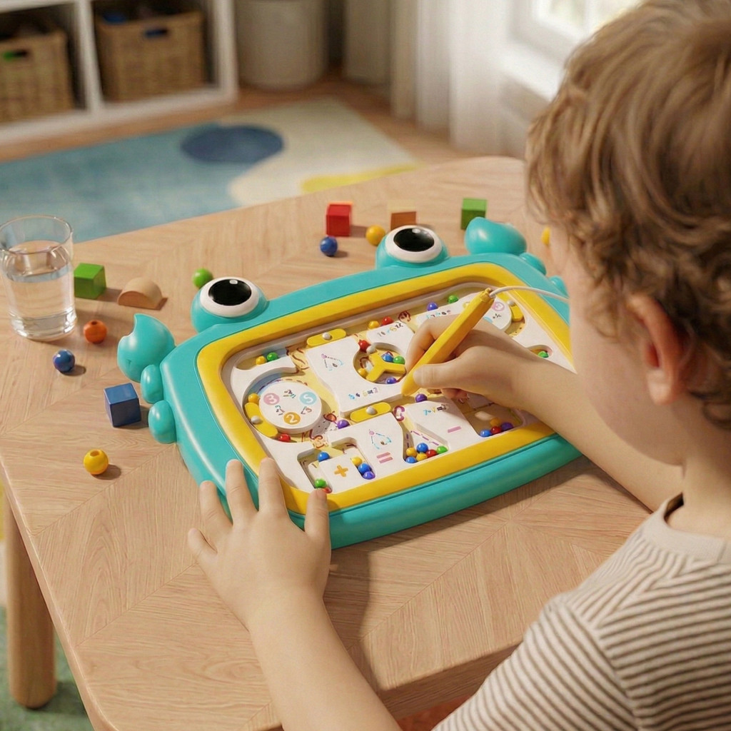 WOOPIE Montessori mágneses rák labirintustábla, türkiz