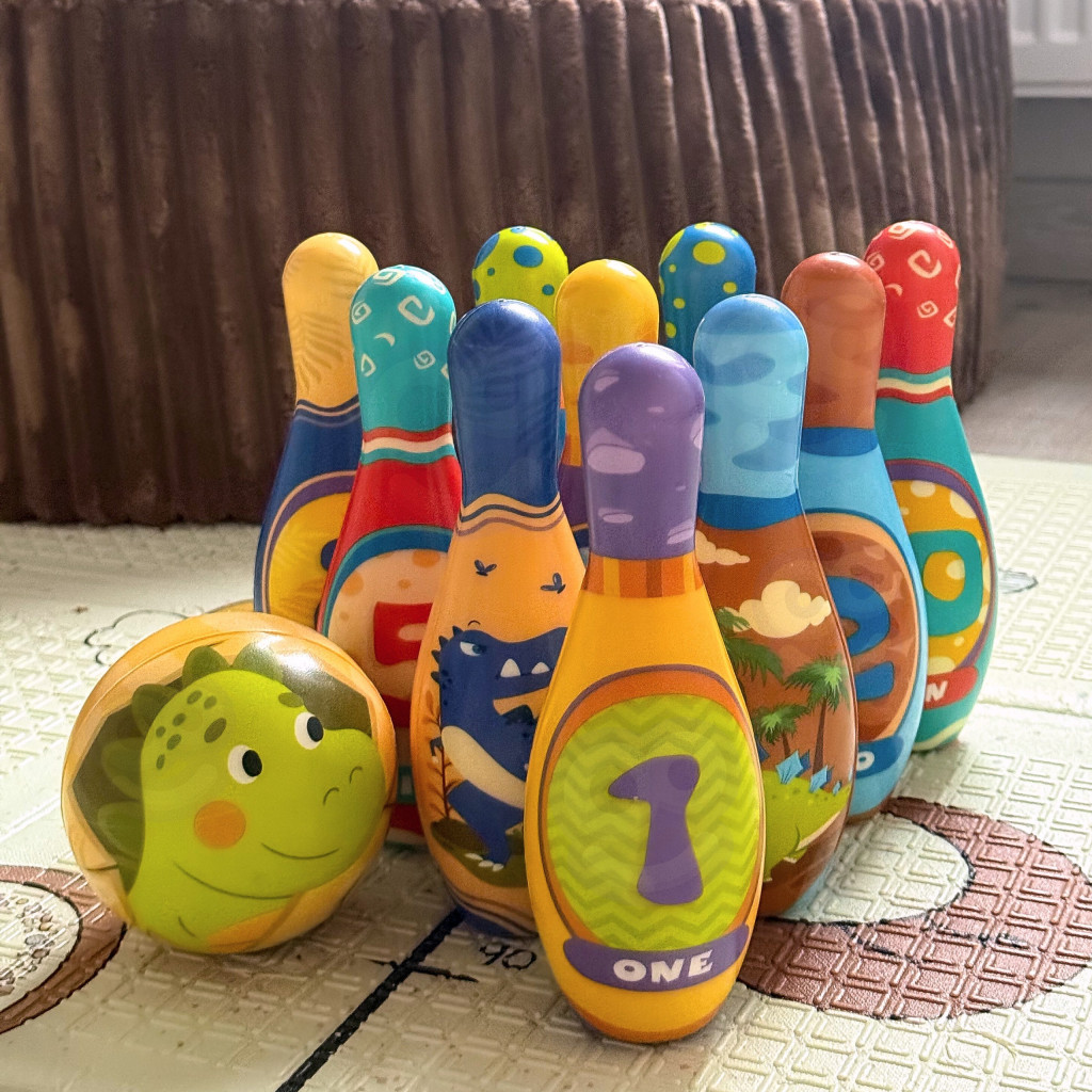 WOOPIE puha bowling ügyességi játék dinoszauruszok készlet 12 darabból