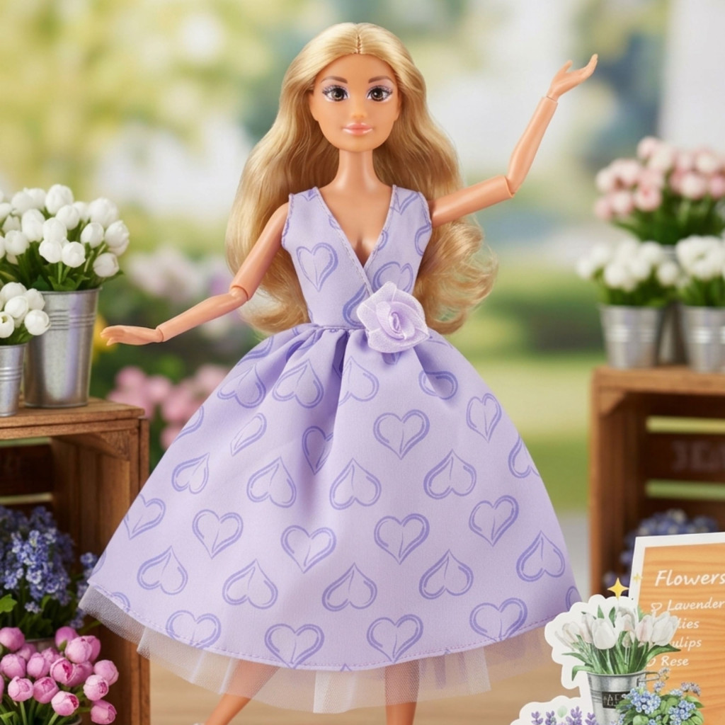 WOOPIE ROYAL Lili baba levendulaszínű ruhában, 30 cm