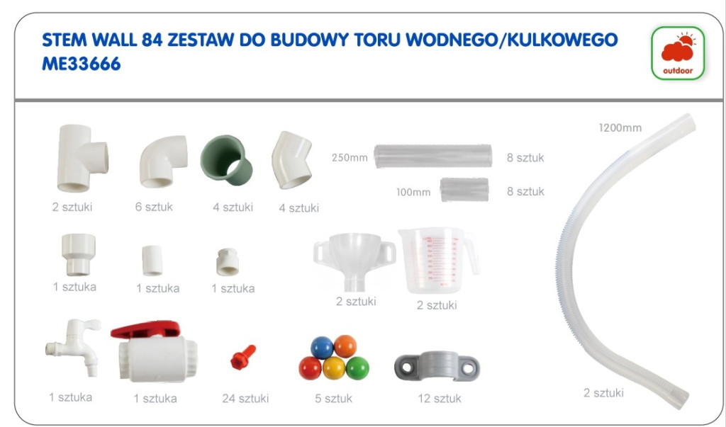 MASTERKIDZ STEM csőrendszer golyópályához, 84 db