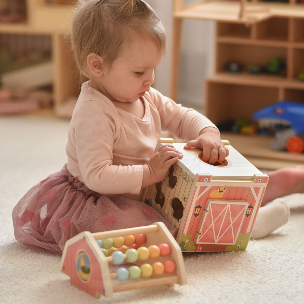 TOOKY TOY fa farmos foglalkoztató formaválogató Montessori abakusszal