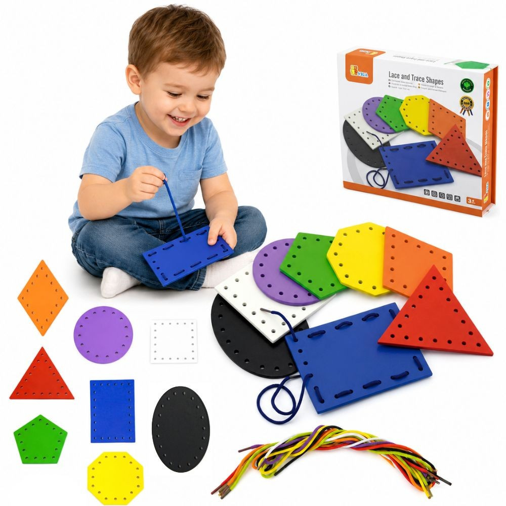 VIGA Montessori fa fűzős formák, 8 db