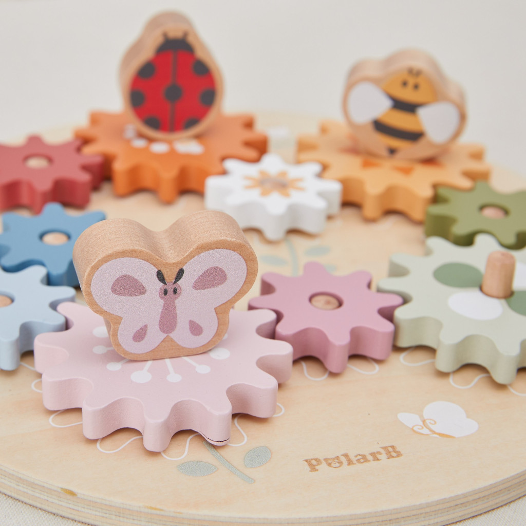 VIGA PolarB fából készült színes Montessori fogaskerekek