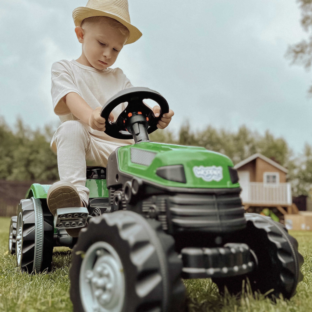 WOOPIE Farmer GoTrac MAXI pedálos traktor utánfutóval – zöld