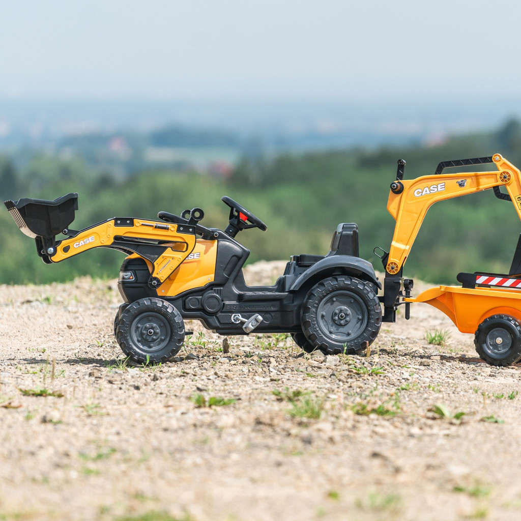 FALK CASE pedálos traktor markolóval és utánfutóval, 2–5 év