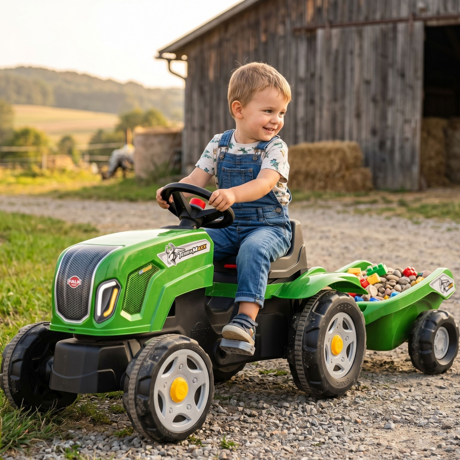 FALK Claas Terra Maxx pedálos traktor pótkocsival, 2–6 év