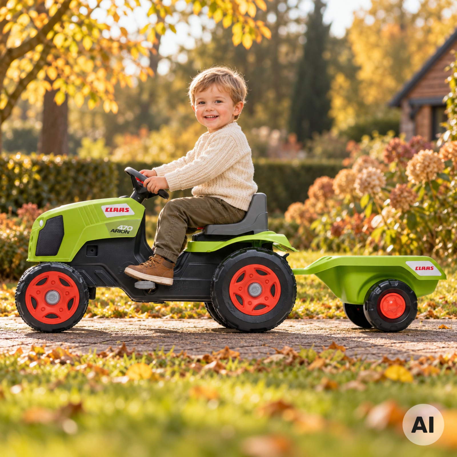 FALK Claas Arion 470 pedálos traktor pótkocsival, 2–6 év