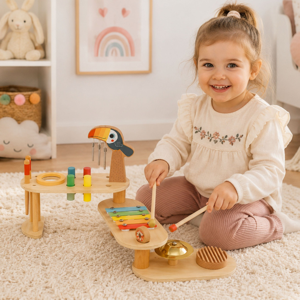 TOOKY TOY fejlesztő zenei asztal tukánnal