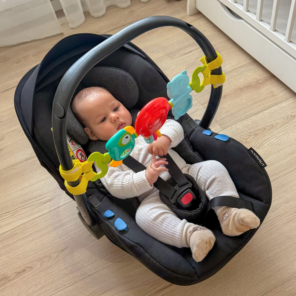 WOOPIE BABY szenzoros függő játék babakocsira és kiságyra csörgővel, tükörrel, 6 hónapos kortól