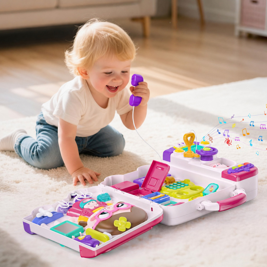 WOOPIE BABY 3 az 1-ben interaktív készségfejlesztő autós tábla és bőrönd hanggal, fénnyel