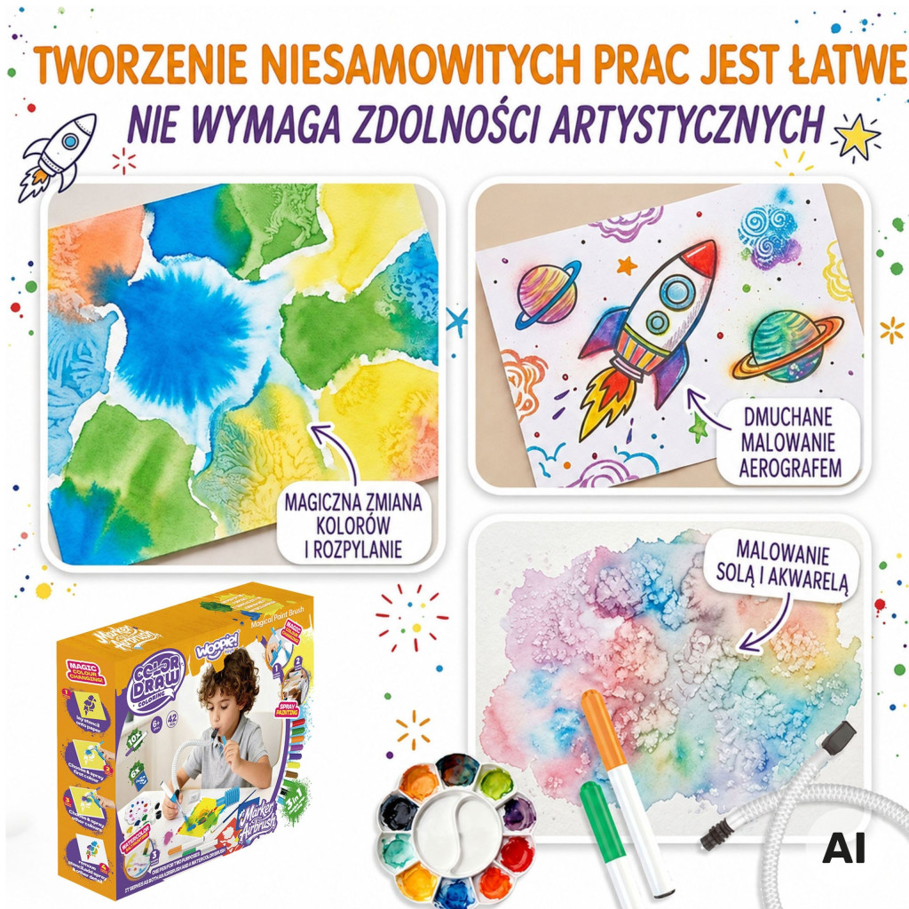 WOOPIE Kreatív festő és kézműves készlet 3 az 1-ben 42 db.