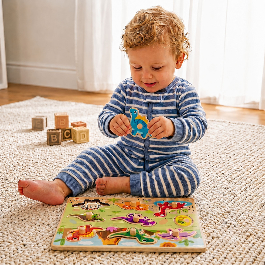 TOOKY TOY fa Montessori dinoszauruszos formakirakó