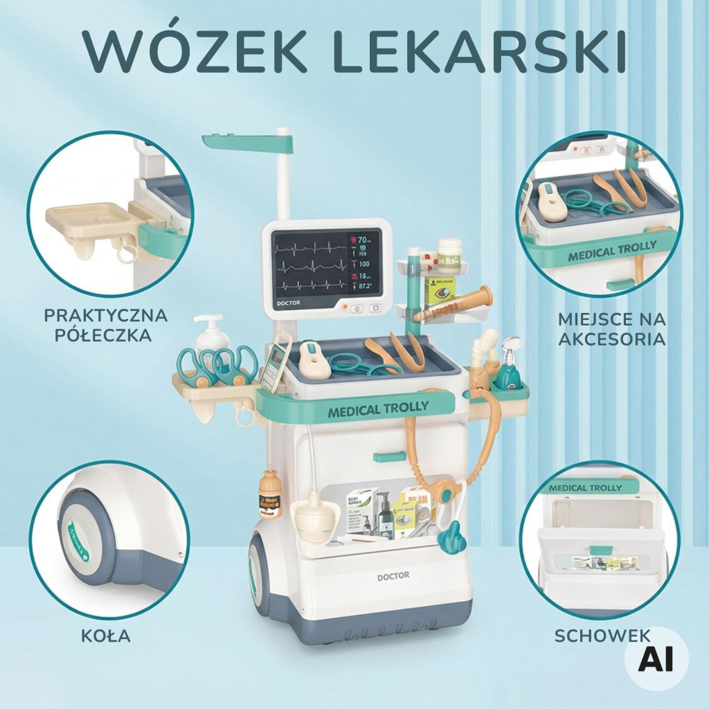 WOOPIE kis doktor orvosi kocsi EKG-val, fény- és hangeffektekkel, 26 részes
