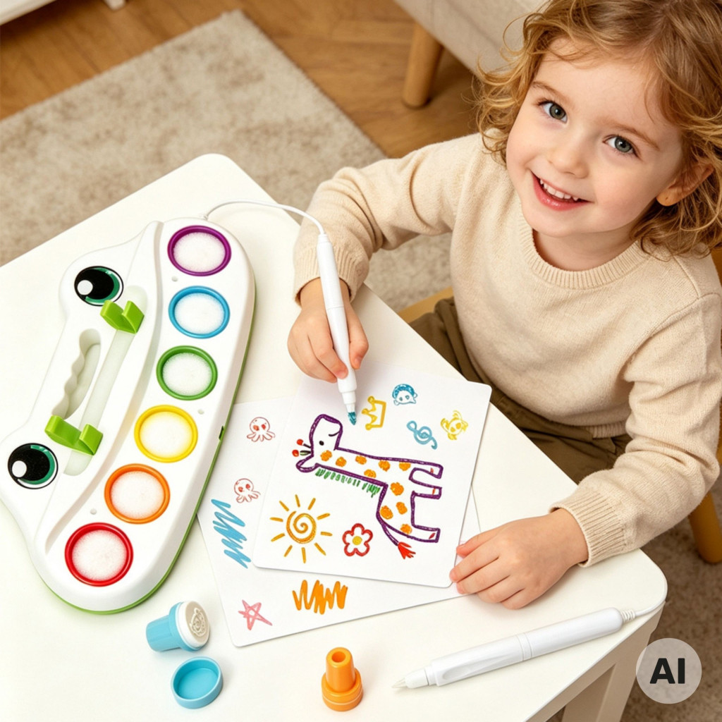 Woopie Color Draw festőkészlet világító ecsettel és nyomdákkal