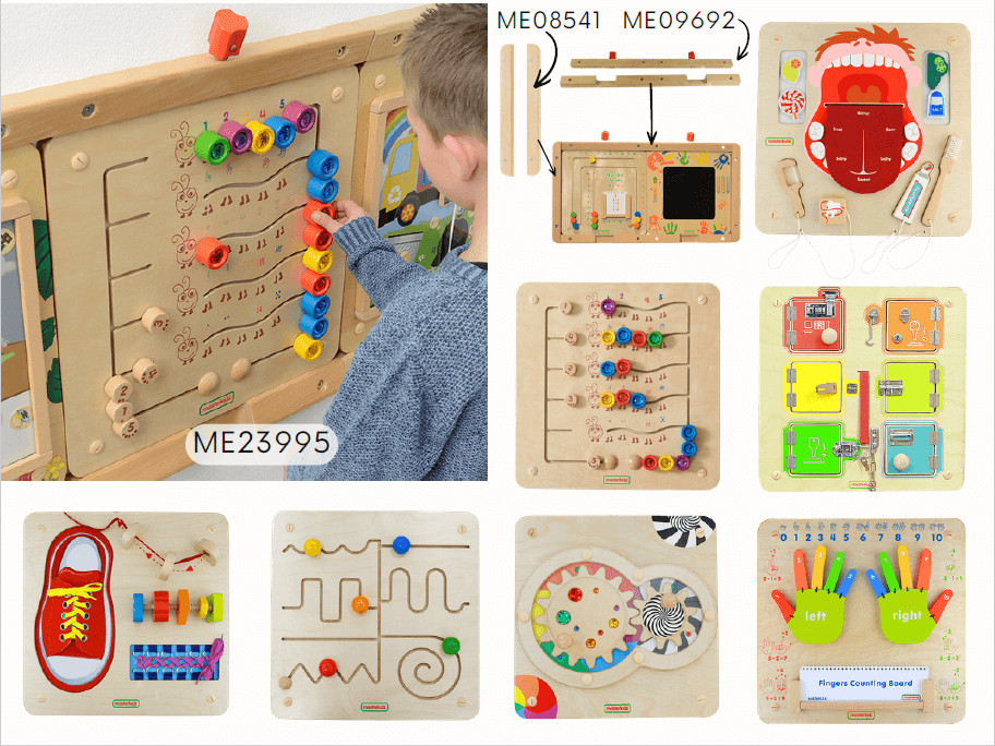 MASTERKIDZ FLEX falra szerelhető fejlesztőtábla-készlet, 7 táblával – bemutatótermék