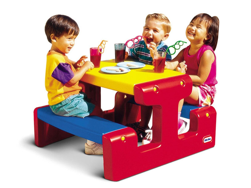 Little Tikes piros-sárga-kék gyerek piknikasztal