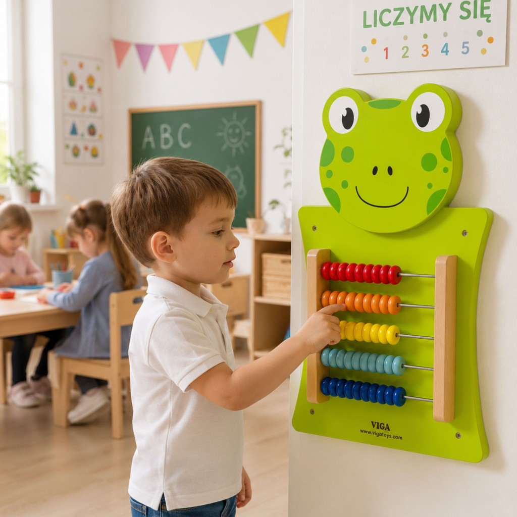 VIGA békás Montessori abakuszos foglalkoztató tábla, FSC