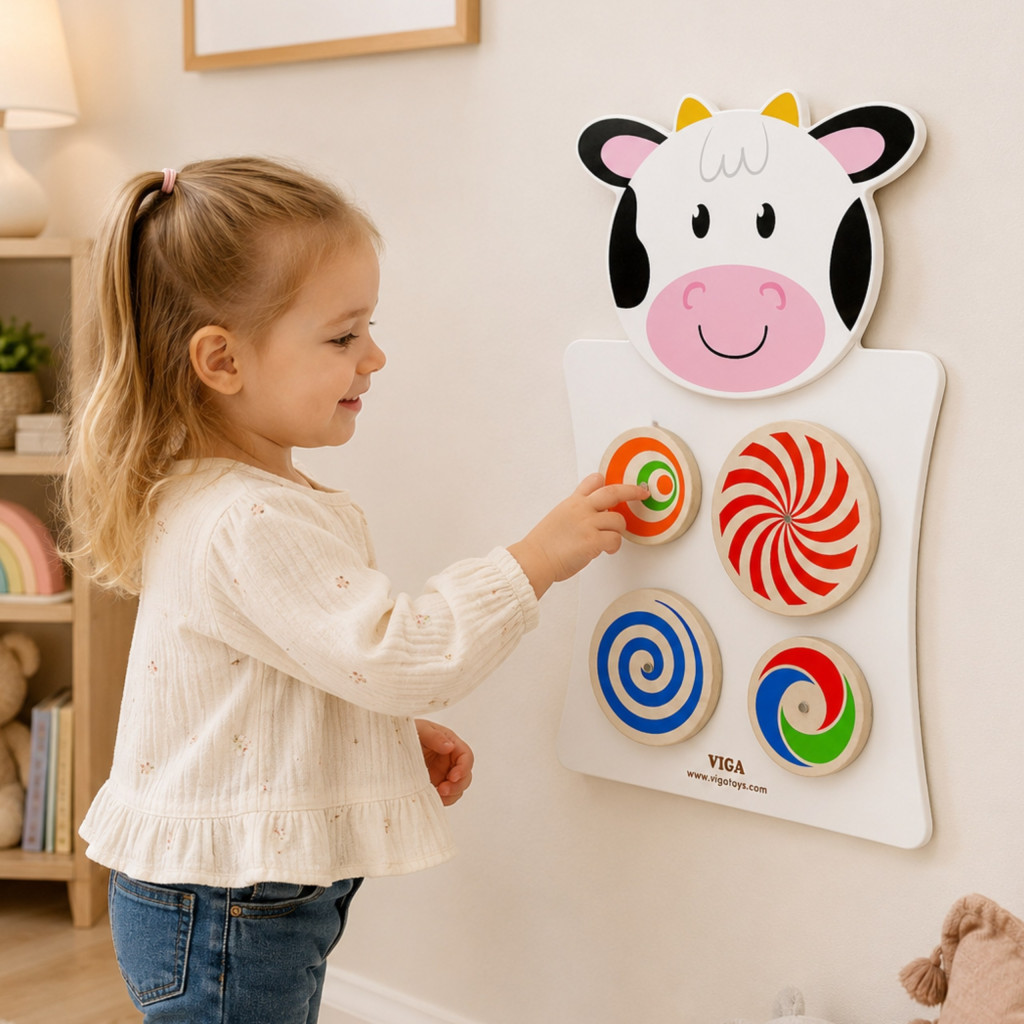 VIGA fa manipulatív tábla tehén FSC Montessori tanúsítvány