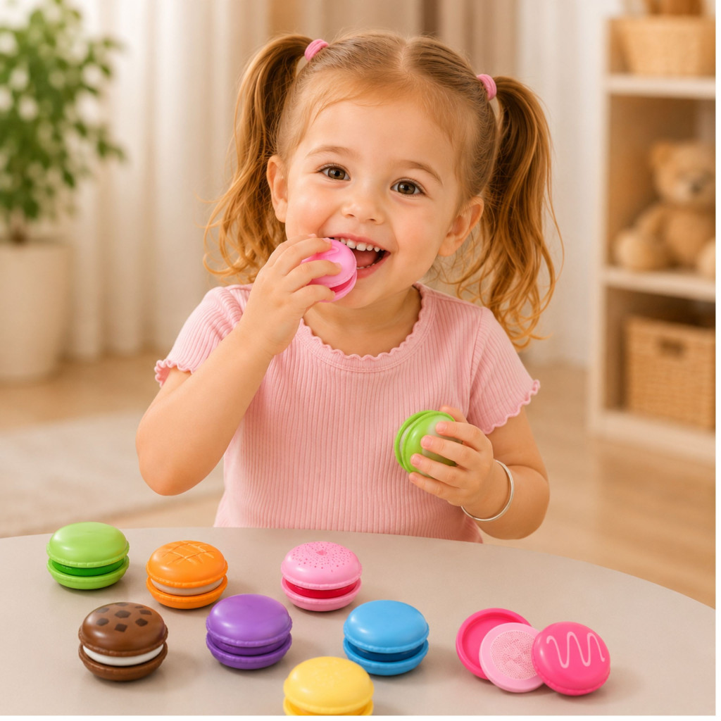 VIGA fából készült sütemény színes sütemény macaroon készlet 8 db