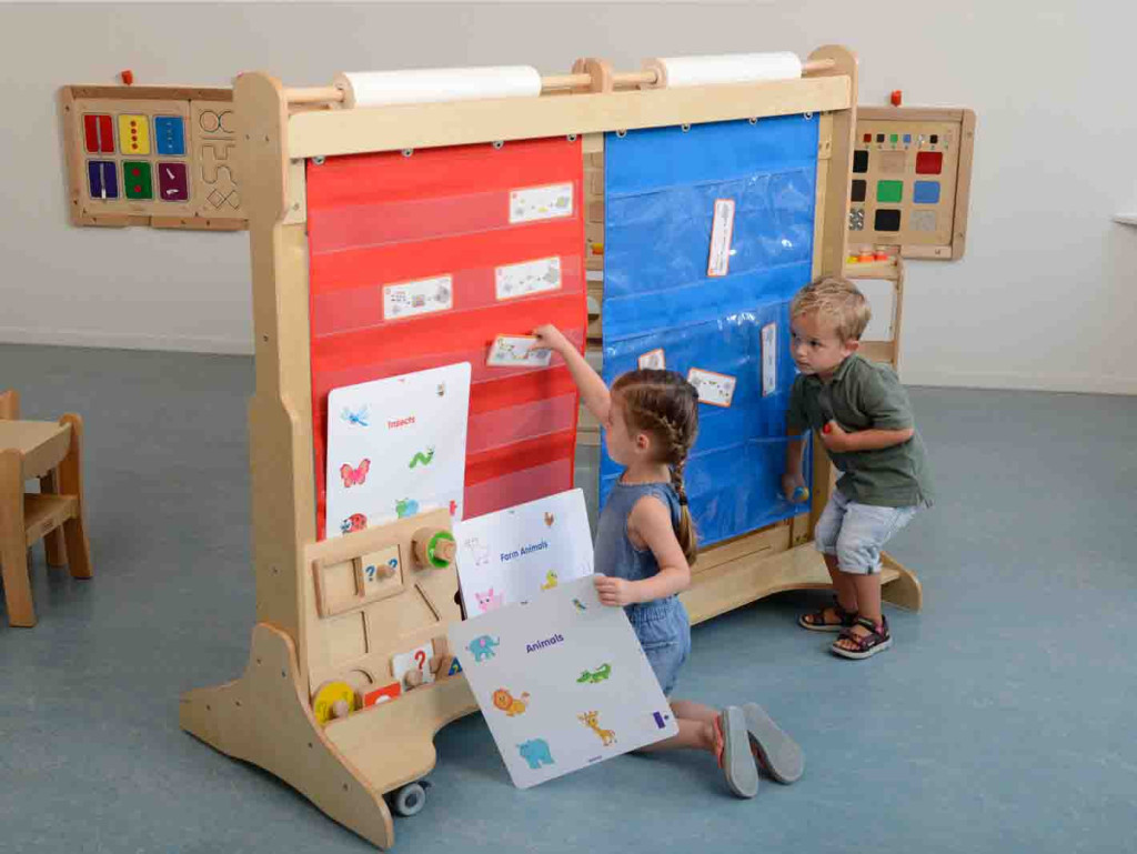 MASTERKIDZ kék textil fali tároló könyvekhez és képekhez