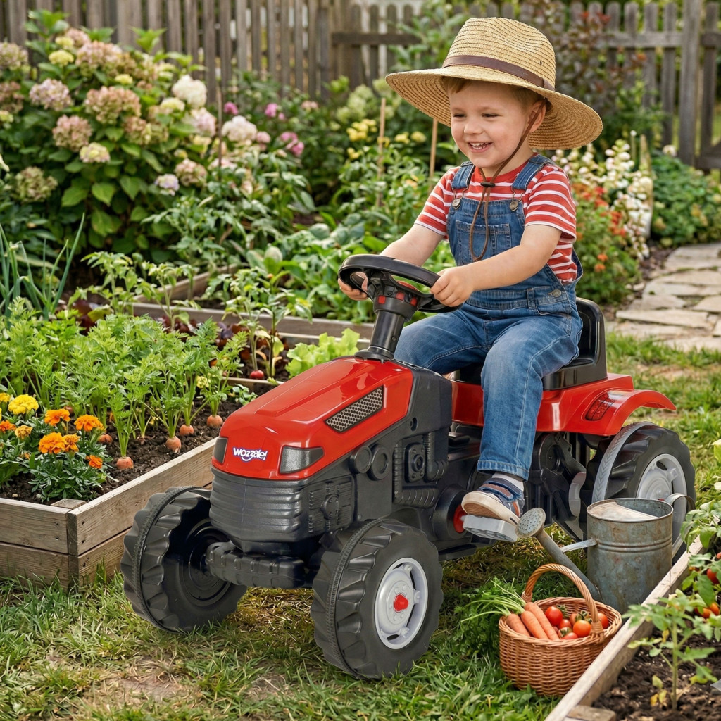 WOOPIE Farmer GoTrac pedálos traktor, csendes kerekek