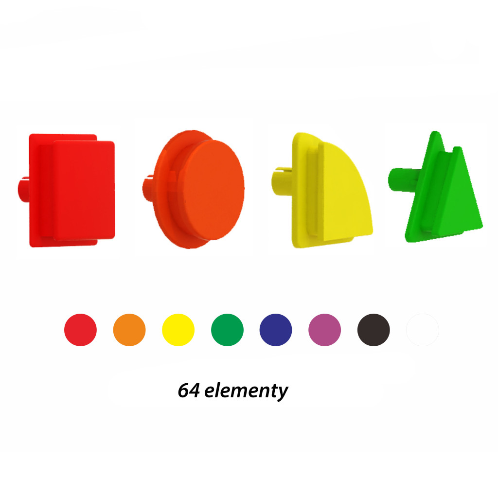 MASTERKIDZ geometriai formájú pöckök STEM táblákhoz, 64 db