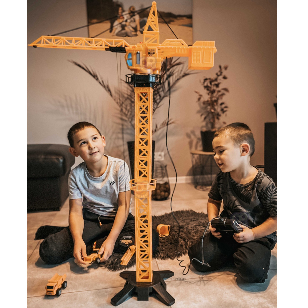 WOOPIE 103 cm-es távirányítós daru teherautóval, markolóval és 4 kiegészítővel