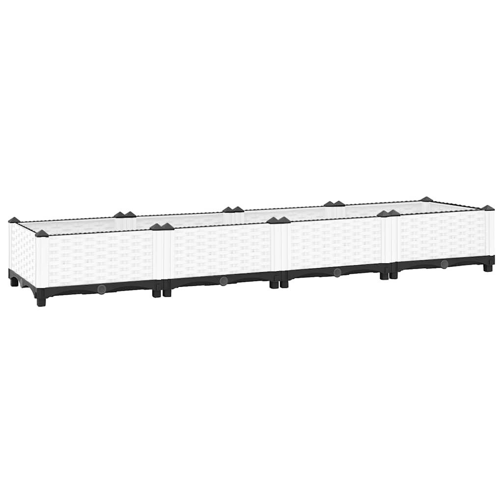 Kerti magaságyás, pp (polipropilén), 160 × 40 × 23 cm, fehér