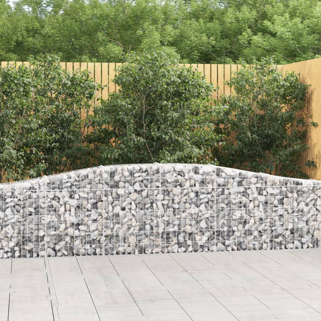 íves gabion kőkosár, horganyzott vas, 400x30x60/80 cm, ezüst