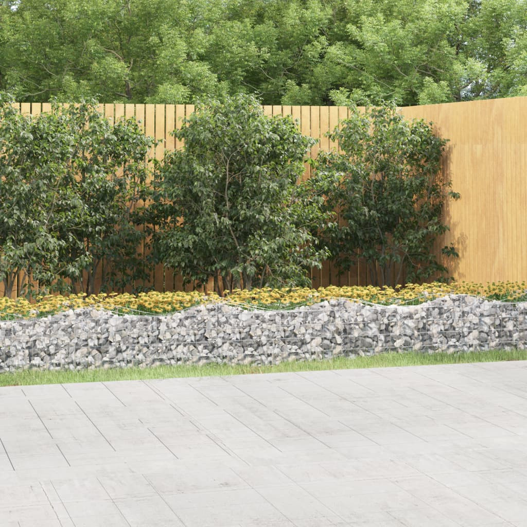Gabion magaságyás, horganyzott vas, 600 × 50 × 40/50 cm, ezüst