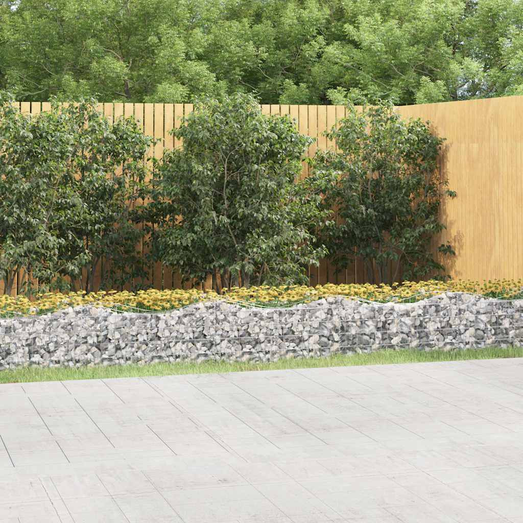 Gabion magaságyás, horganyzott vas, 800 × 50 × 40/50 cm, ezüst