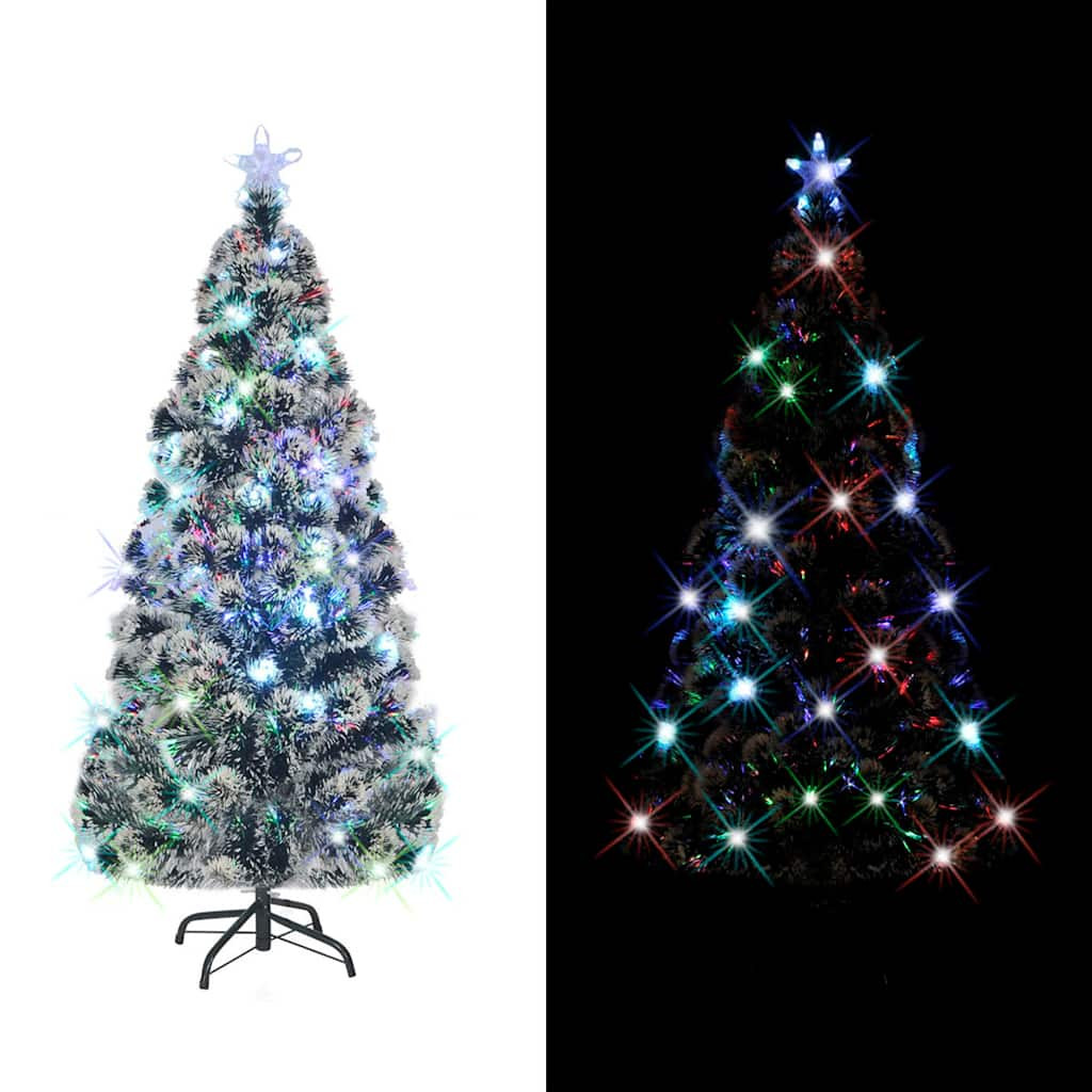 Száloptikás megvilágított karácsonyfa állvánnyal és LED-es 210 cm