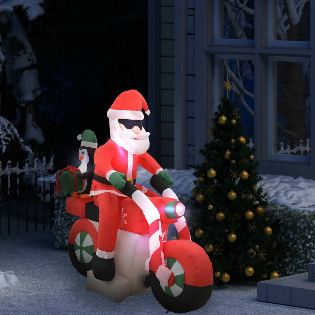 Felfújható karácsonyi mikulás motorbiciklin led-del IP44 160 cm
