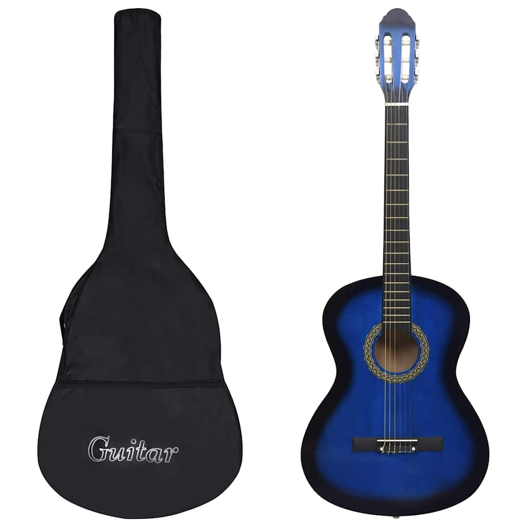 Kék 4/4-es klasszikus gitár kezdőknek tokkal 39