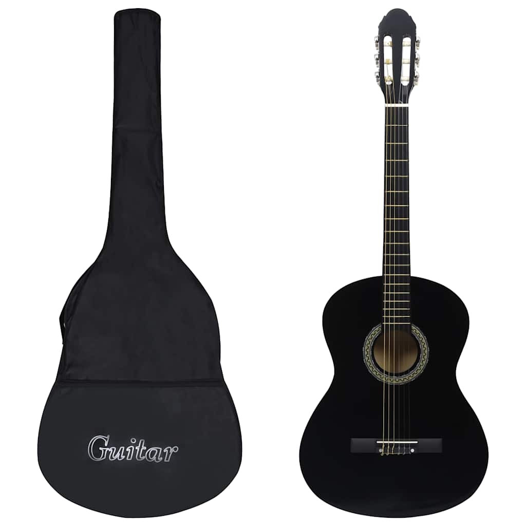 Fekete 4/4-es klasszikus gitár kezdőknek tokkal 39