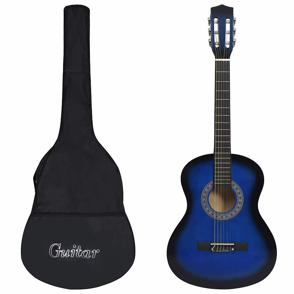Kék 3/4-es klasszikus gitár és tok kezdőknek 36