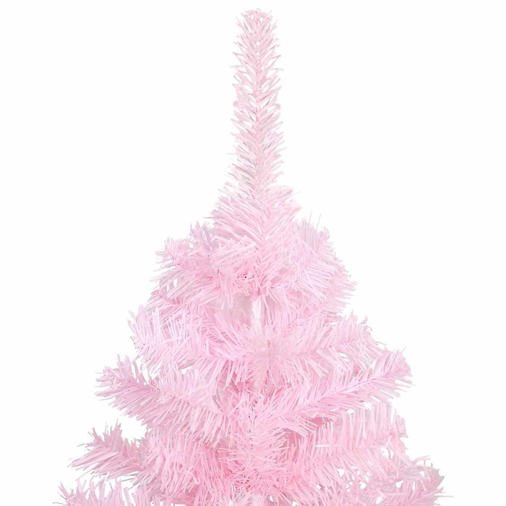 Műkarácsonyfa gömbdíszekkel, 120 cm, rózsaszín, 150 LED
