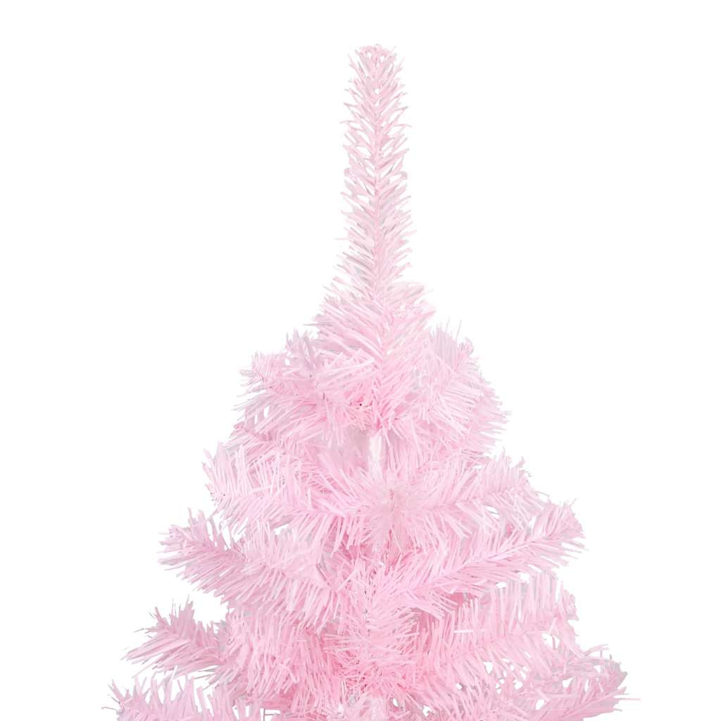 Műkarácsonyfa gömbdíszekkel, 150 cm, rózsaszín, 150 LED