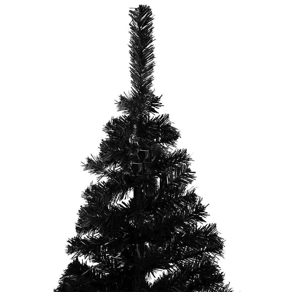 Műkarácsonyfa gömbdíszekkel, 210 cm, fekete, 300 LED