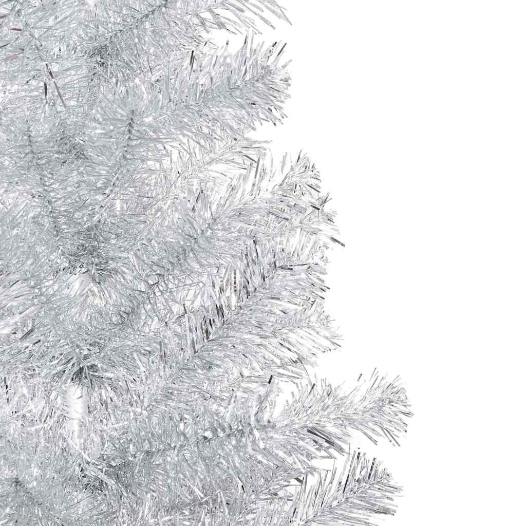 Műkarácsonyfa gömbdíszekkel, 150 cm, ezüst, 150 LED
