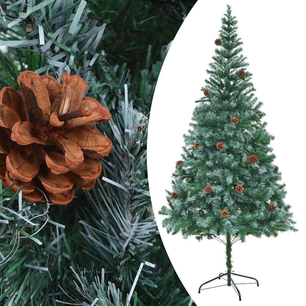 Műkarácsonyfa gömbdíszekkel, 210 cm, zöld, 300 LED