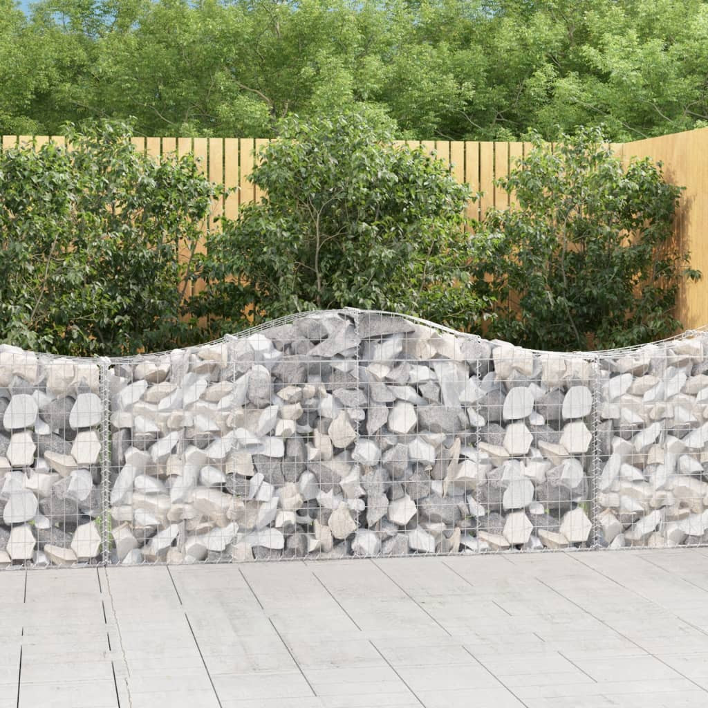 2 db íves gabion kőkosár, horganyzott vas, 200x30x80/100 cm, ezüst