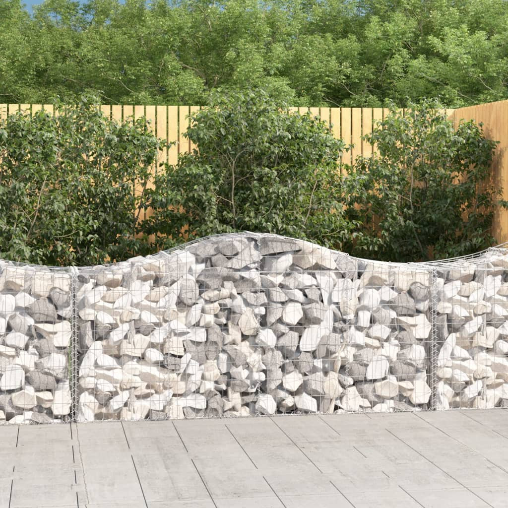 11 db íves gabion kőkosár, horganyzott vas, 200x50x80/100 cm, ezüst