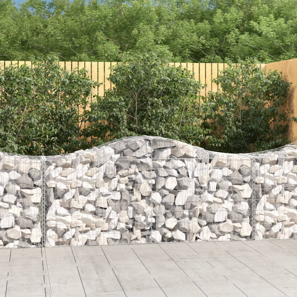 15 db íves gabion kőkosár, horganyzott vas, 200x50x80/100 cm, ezüst